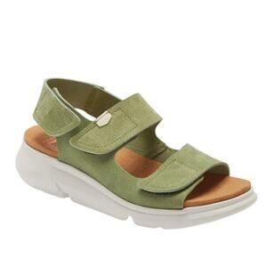 ON FOOT Women’s Wedge Green Comfortable  Lightweight Sandal Sz EU(41) US (11)